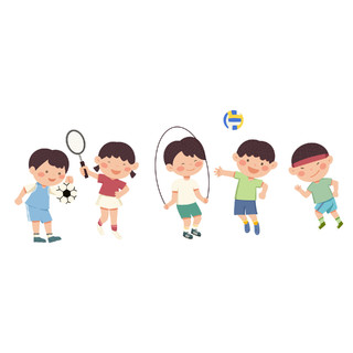 卡通儿童运动踢足球跳绳跑步人物元素GIF动态图运动元素